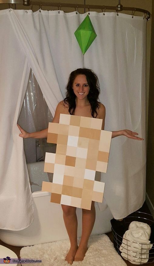 Naked girl in halloween costumes