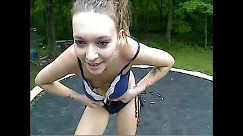 Hot naked girls trampoline