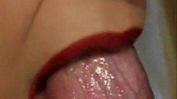 Red lipstick blowjob cumshot