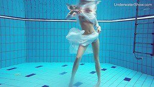 Teen underwater strip