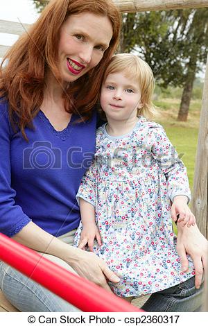 Redhead mother with son