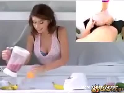 Nude girls fucking with food