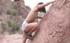 best of Climbing rock Nude girl