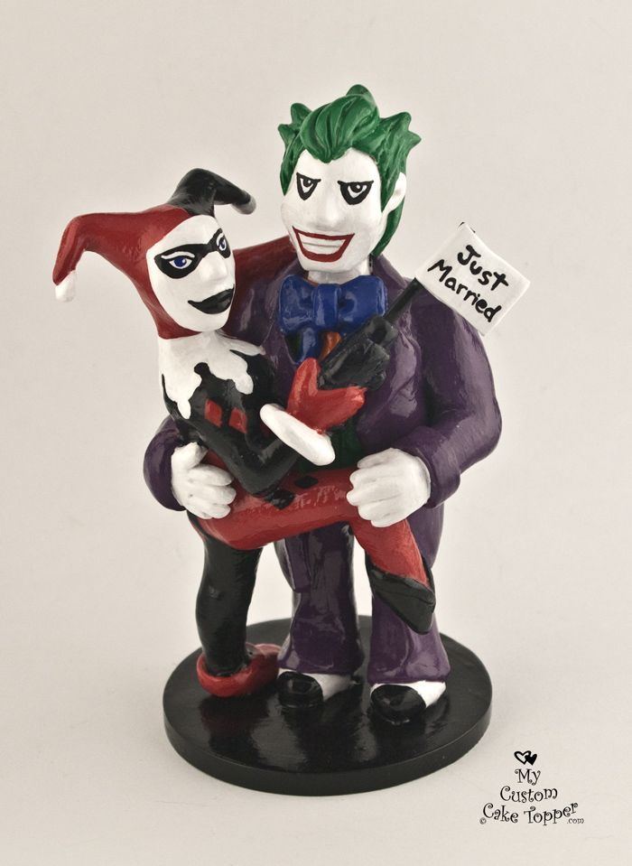 Joker and harley quinn wedding cake toppers