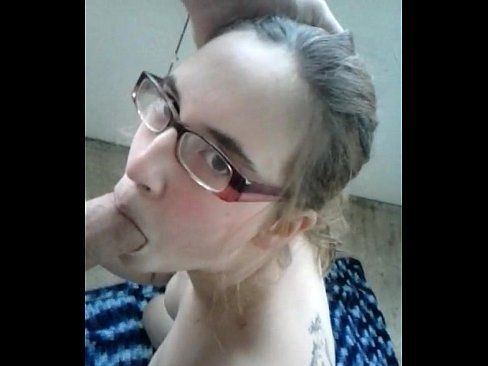 Girl with glasses blowjob cum