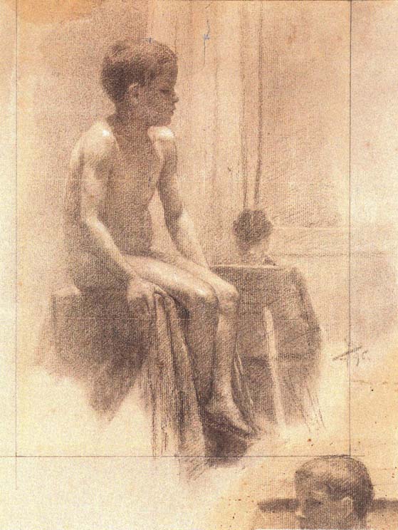 Sketch of naked boy