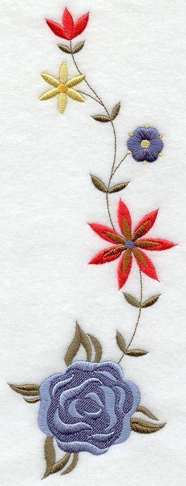 German folk art machine embroidery designs flowers