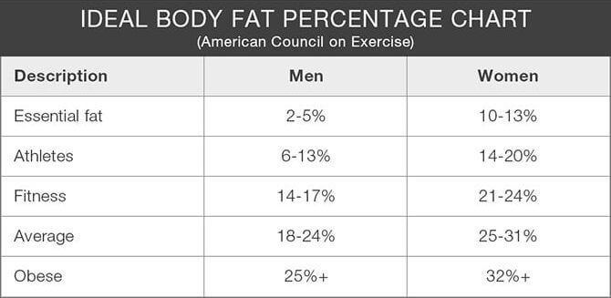 best of Chart percent Body fat