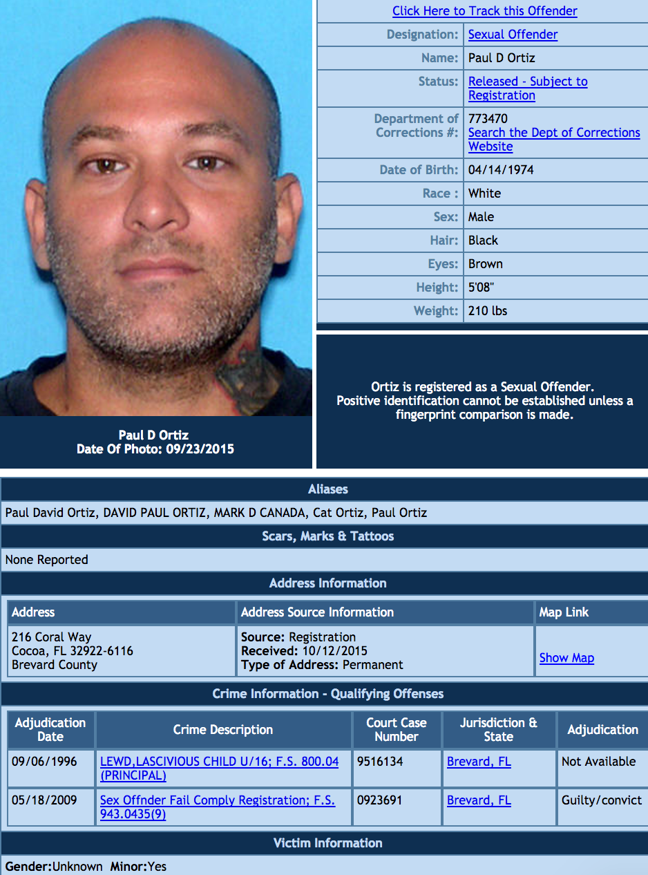 Code M. reccomend Free brevard county sex offenders list