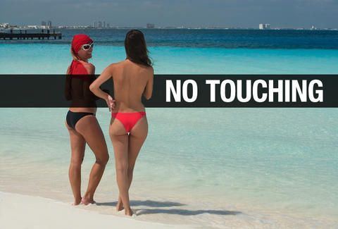 Naked couples nudist fun on beach