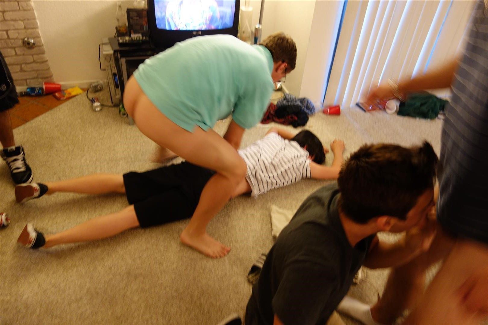 Passed out frat boy gets fucked