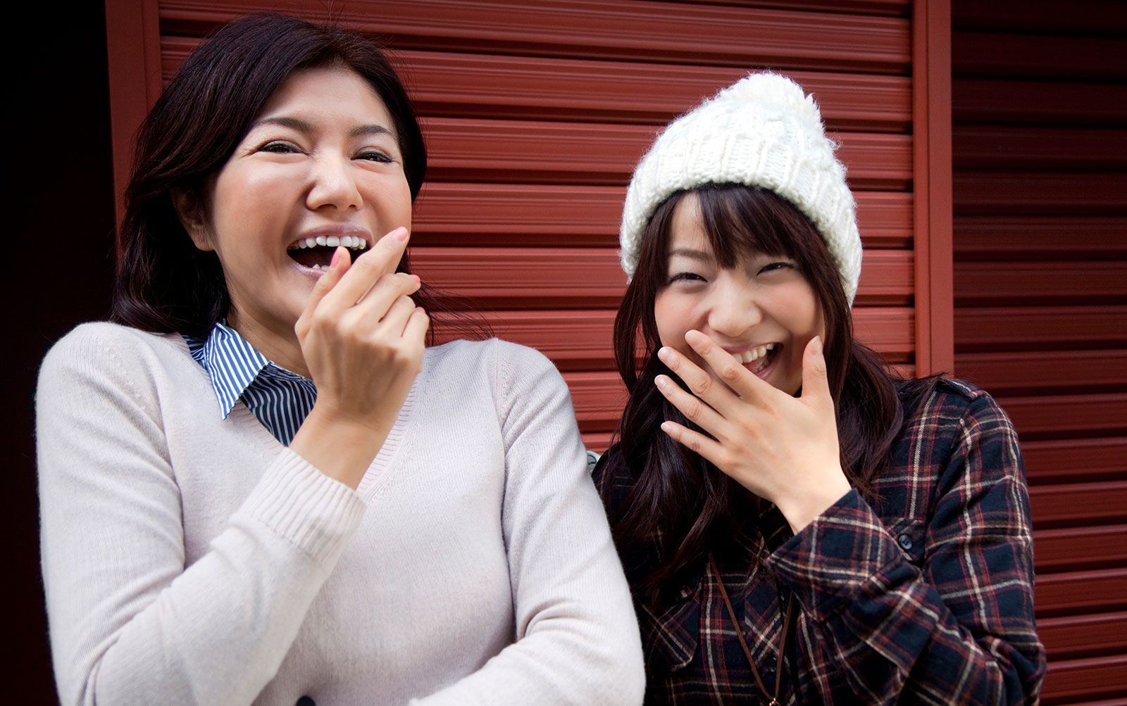 Asian girls laughing