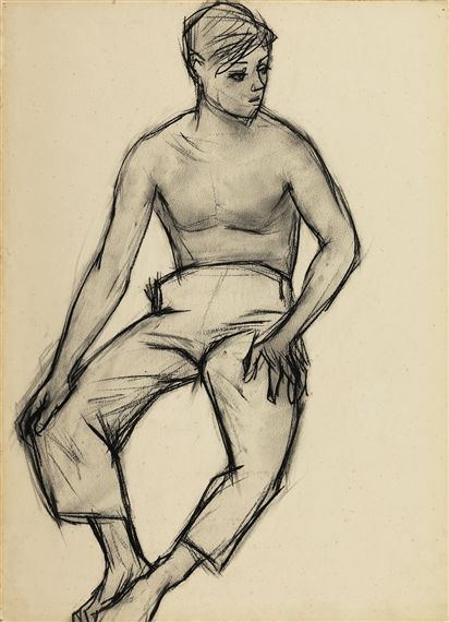 Sketch of naked boy