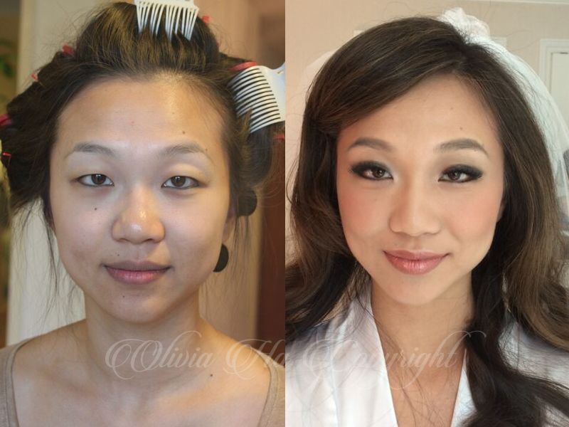 Asian face makeup application