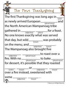 Funny thanksgiving mad libs