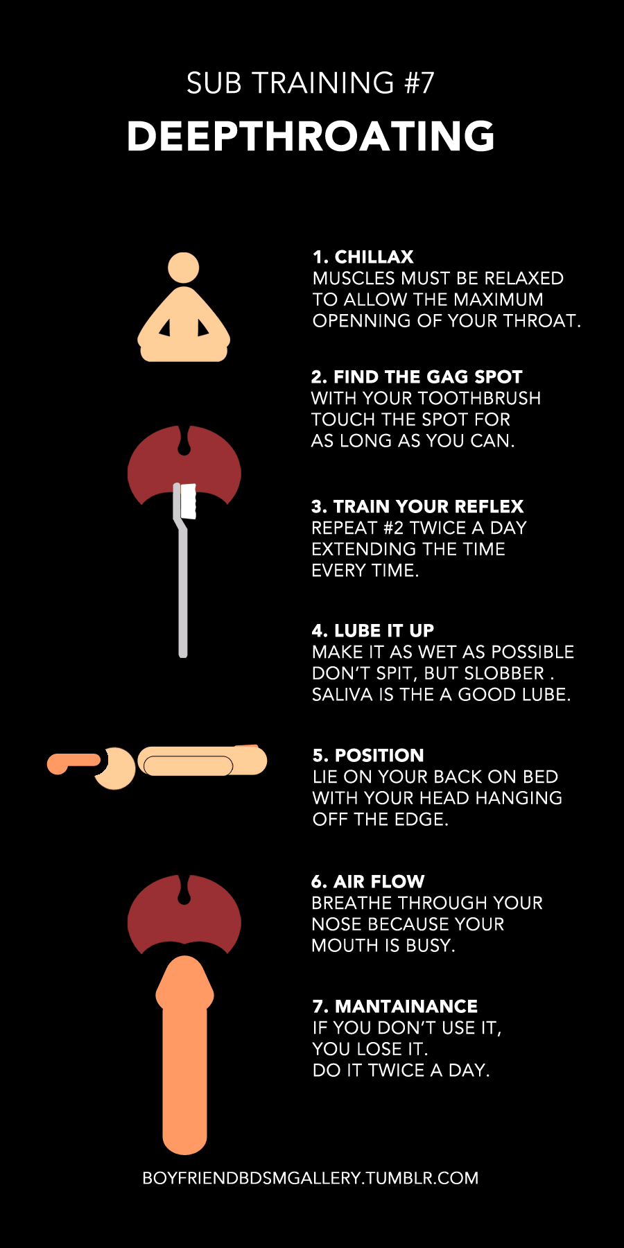 Instructions for deep throat