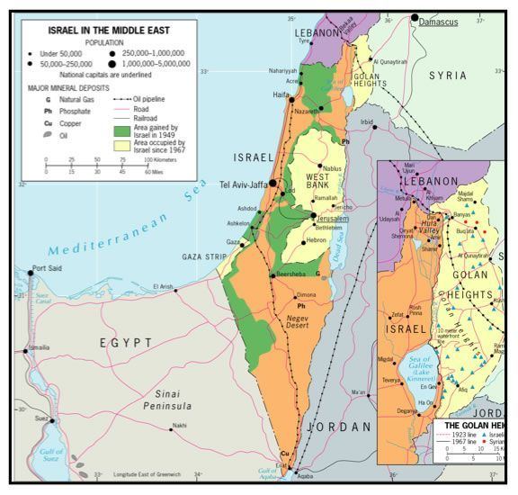 best of Map strip Israel golan heights gaza