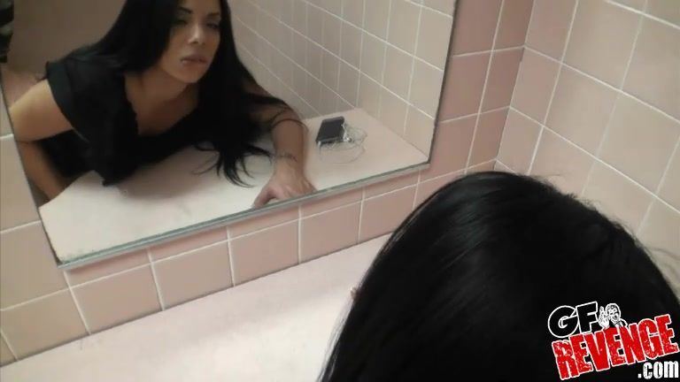 Sexy Latina in Bath Room Posing By Showing Her Round Boobs