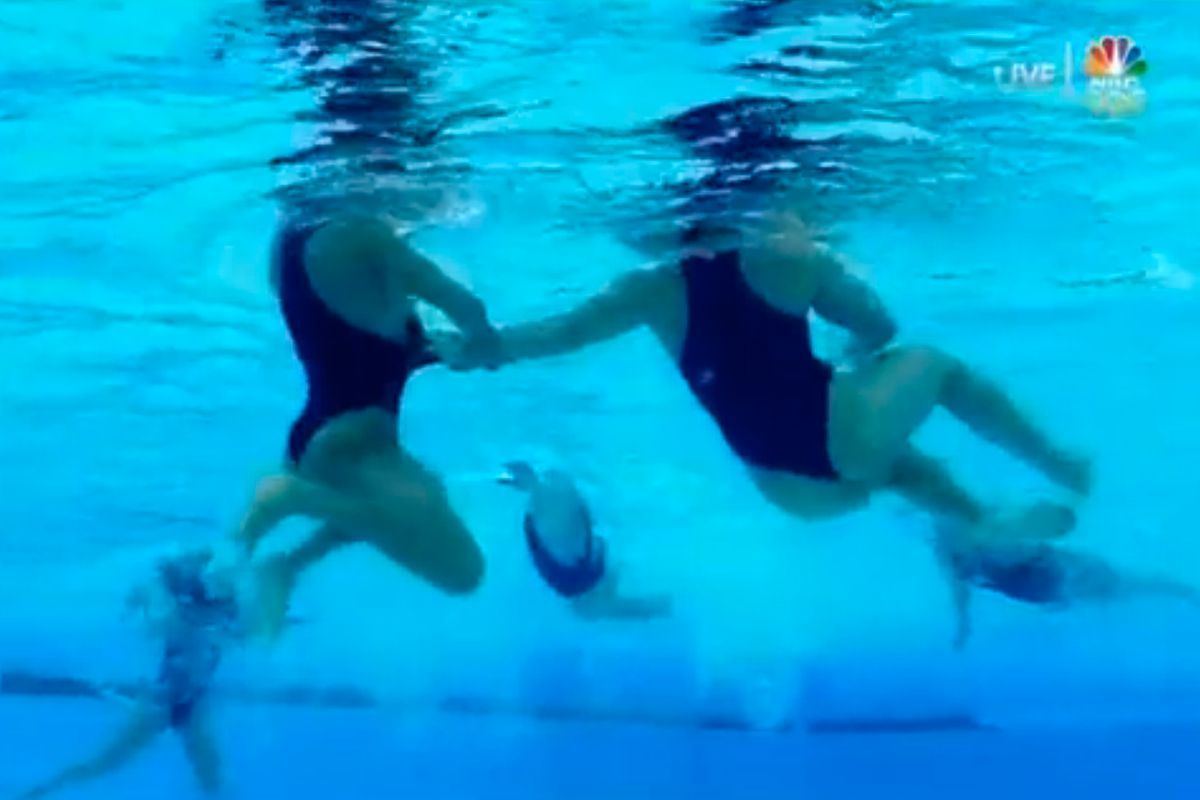 Olympics womens water polo boob shot